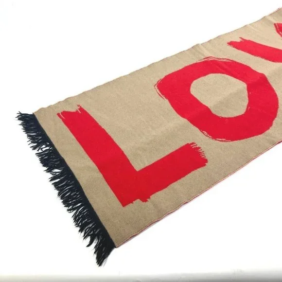 AUTHENTICITY GUARANTEED BURBERRY fringe Scarf LOVE Scarf wool / silk